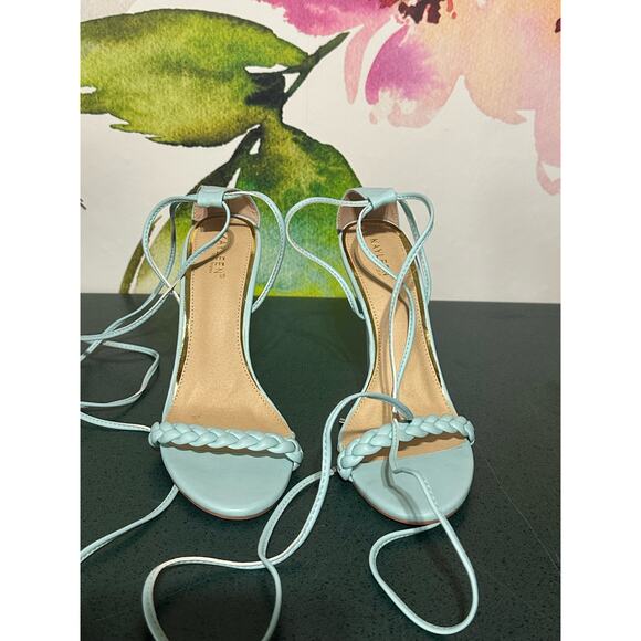 Kayleen Strappy Heels with Ankle Wrap/Straps, Size 10 - Aqua Blue Color - Picture 1 of 4